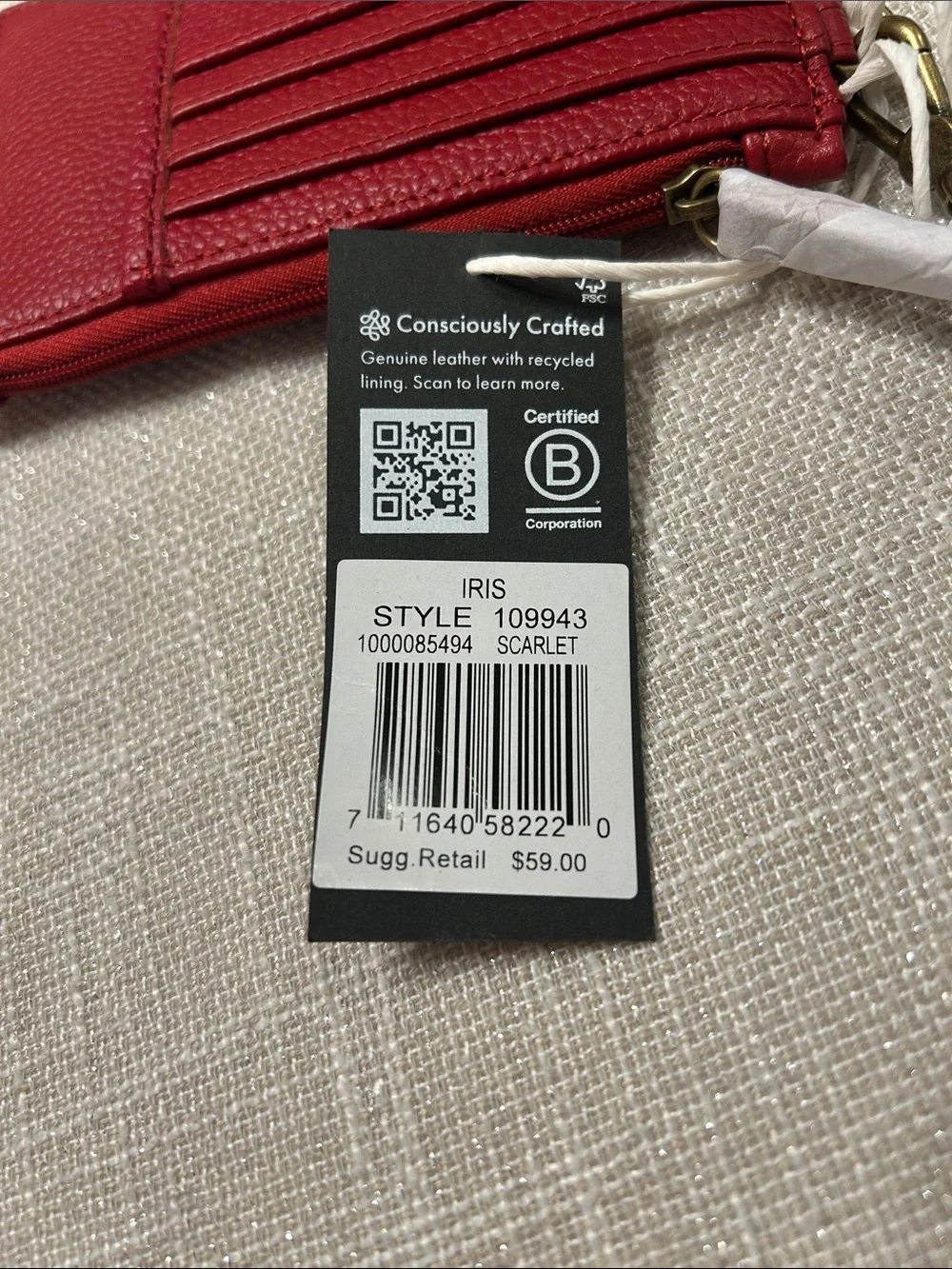 The Sak Red Leather Card Wallet with Wrist Strap